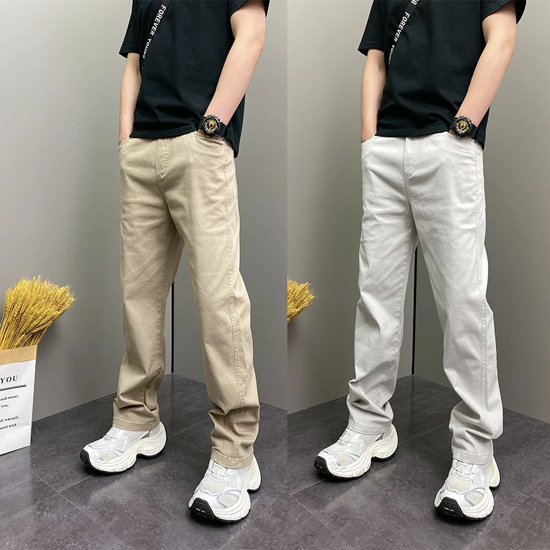 秋季潮流韩版痞帅纯色百搭直筒阔腿喇叭裤青年男士休闲牛仔裤子男