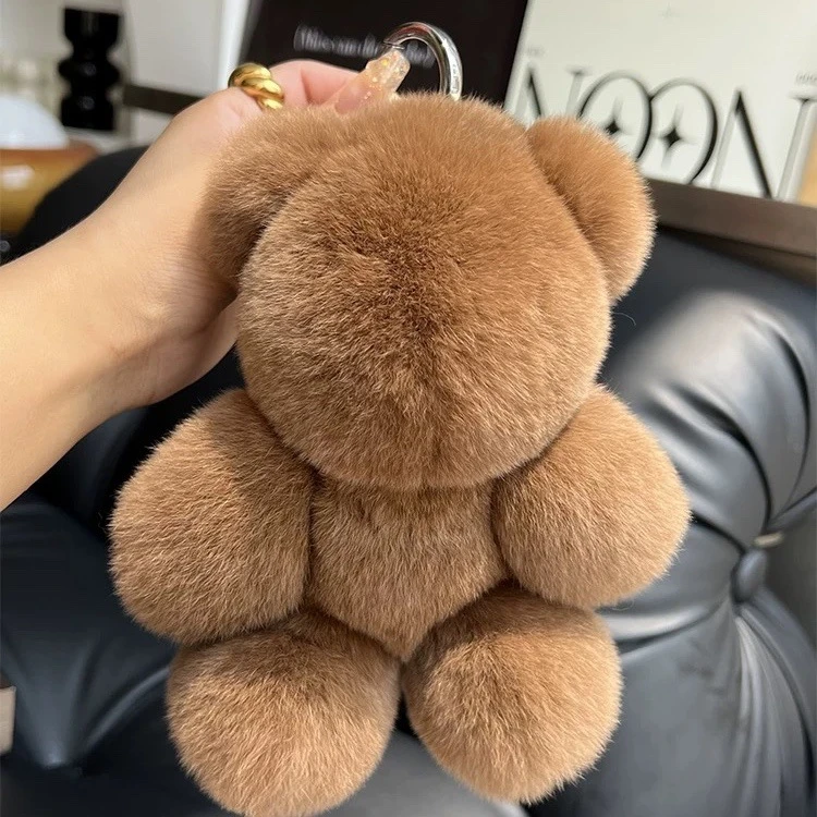 真獭兔毛小棕熊可爱毛绒公仔玩偶钥匙扣挂件