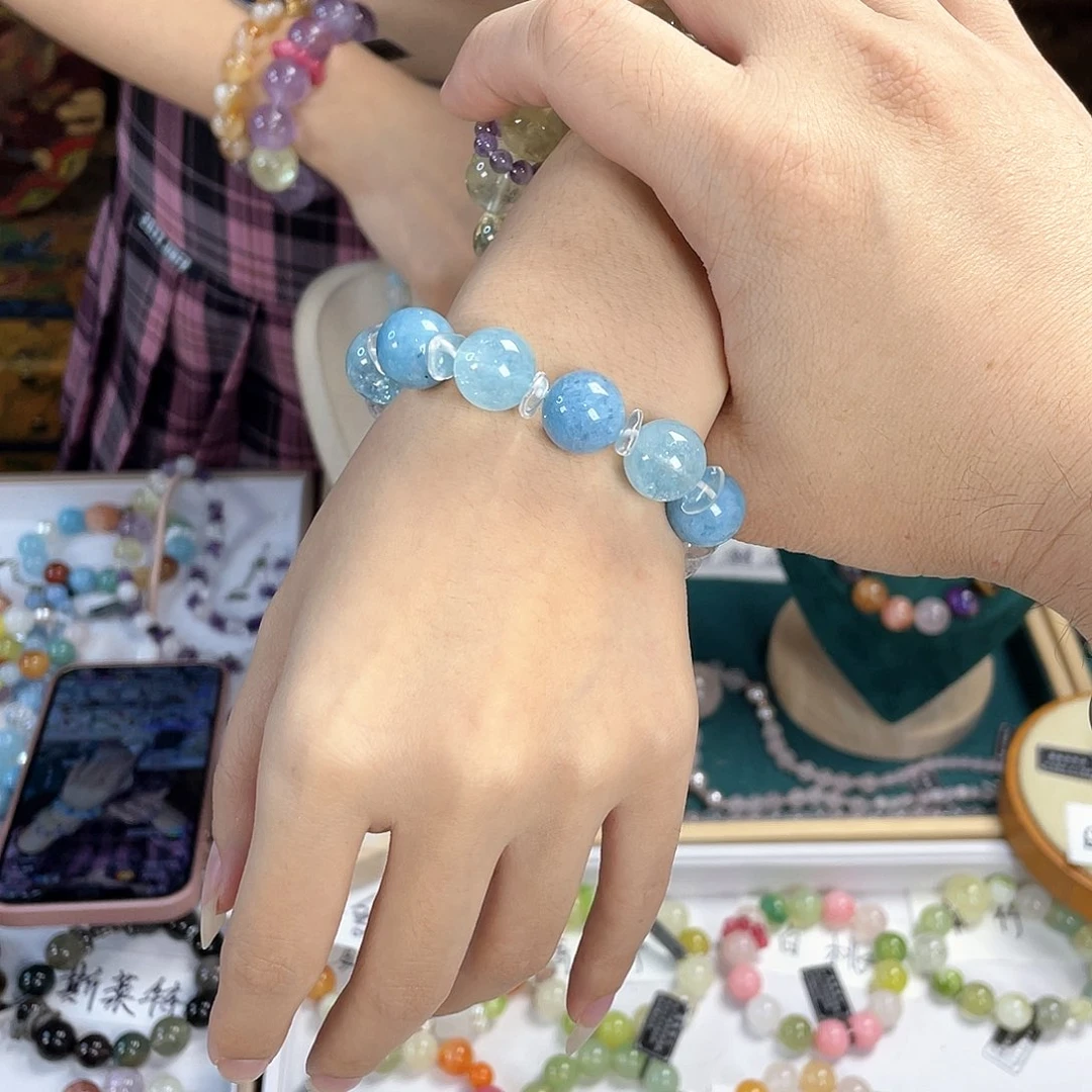 水晶手链银S925镀金镶嵌