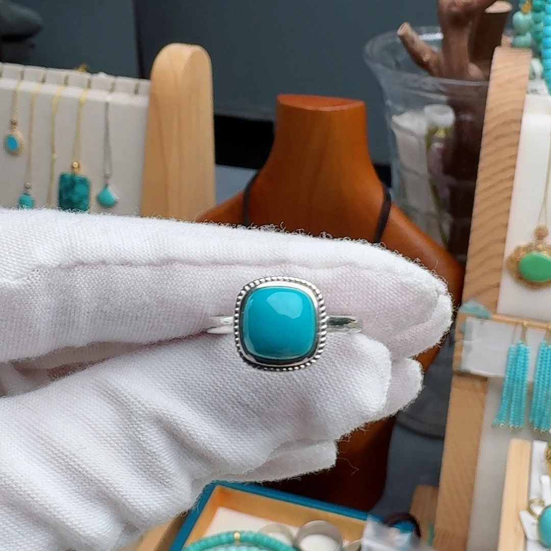 绿松石银S925镶嵌戒指戒指