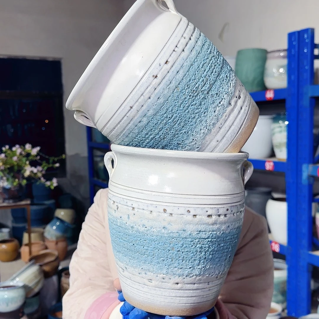 紫砂花盆高21口19