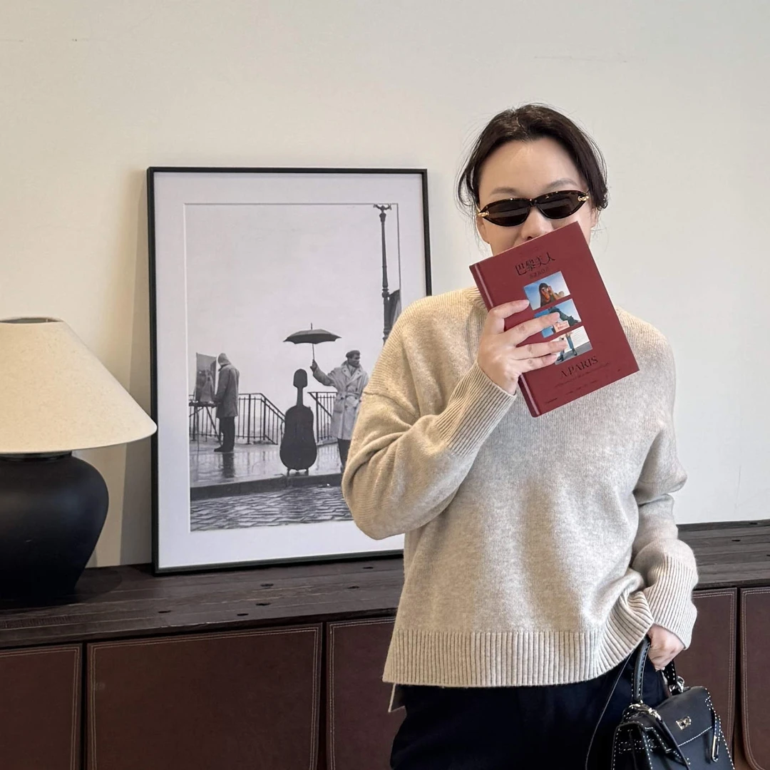 Ms.Qnn“气质加分”山羊绒羊毛UPW大簰纱线烟囱领针织衫 52T562 Q姐