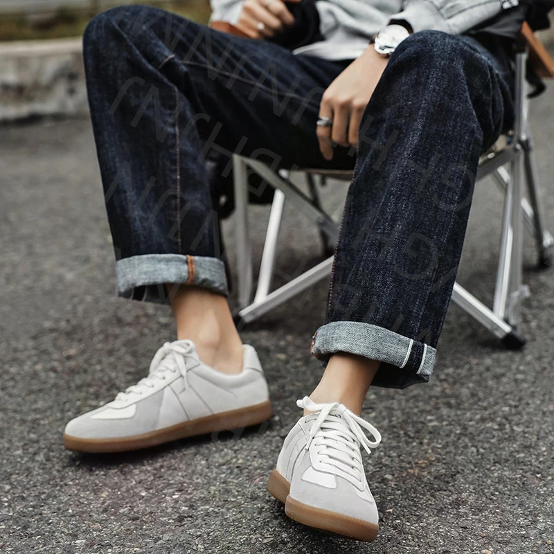 牛皮一脚蹬阿甘鞋男百搭小白鞋休闲板鞋经典德训鞋