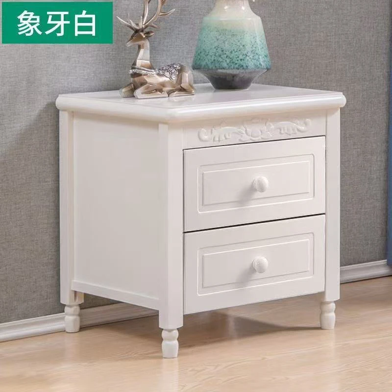 免安装欧式实木床头柜简约现代储存储物家具恬静田园风床边柜高档