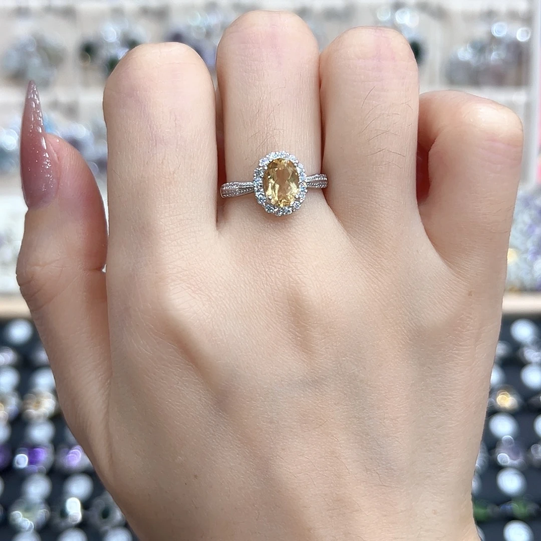 戒指银S925镶嵌水晶