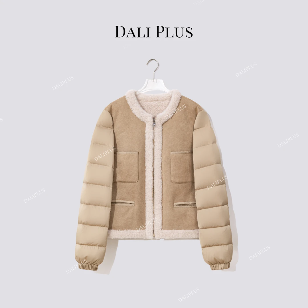 DALI PLUS“皮革拼接羊毛内里90鹅绒服”高奢款羽绒服-D5MM3210-1