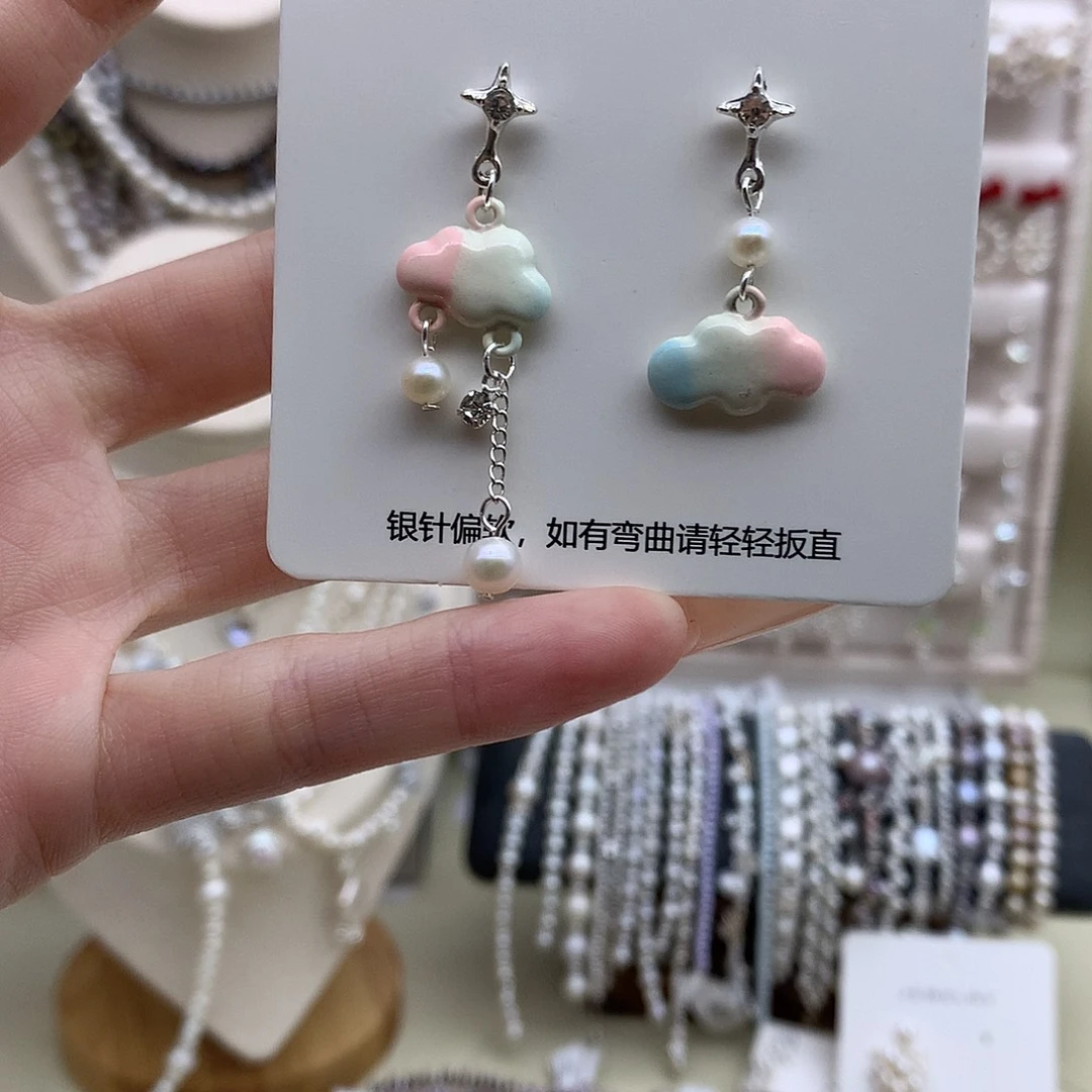 耳饰银S925镶嵌淡水珍珠