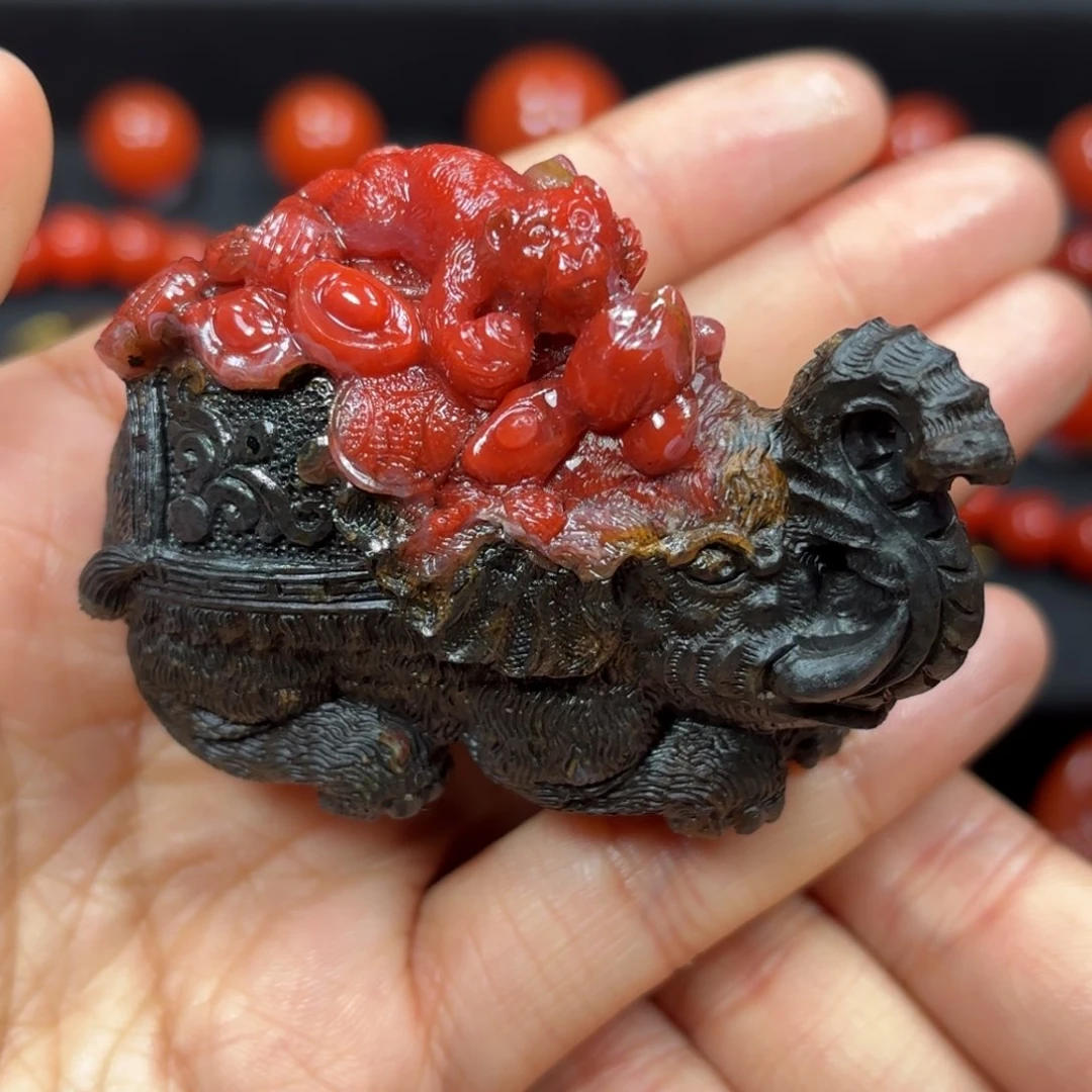 未镶嵌封侯拜相摆件南红玛瑙