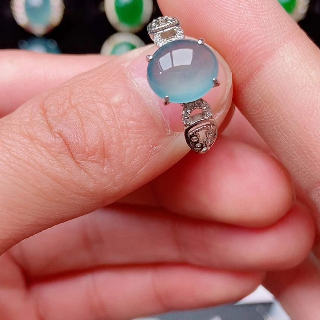 翡翠戒指银S925镶嵌8624807