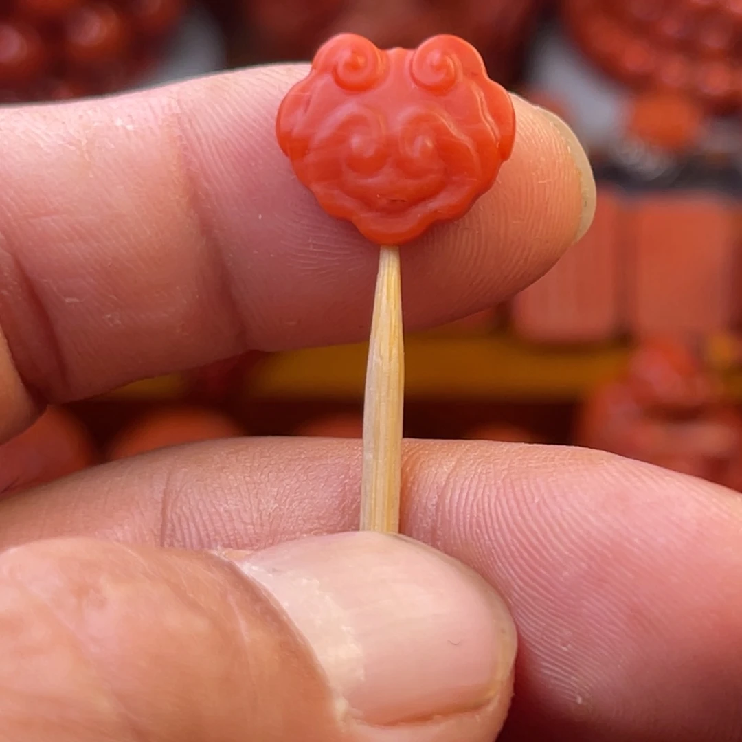 南红玛瑙瓦西精工祥云背云卡15mm未镶嵌