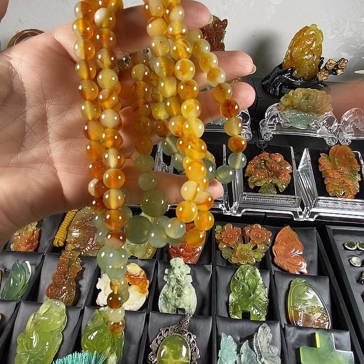 蛇纹石玉未镶嵌手串108粒多圈手串