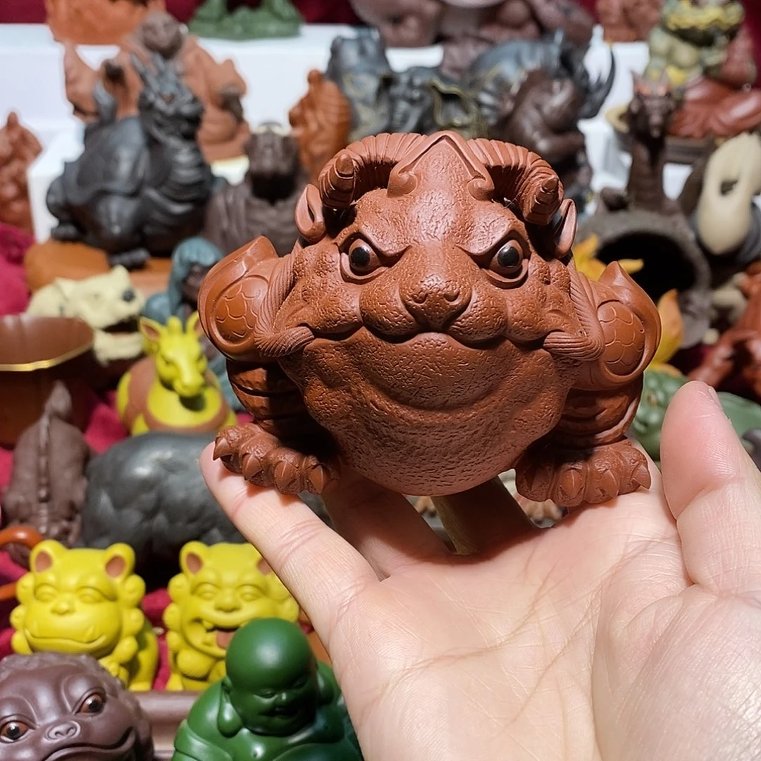 茶宠紫砂宜兴紫砂羊蟾