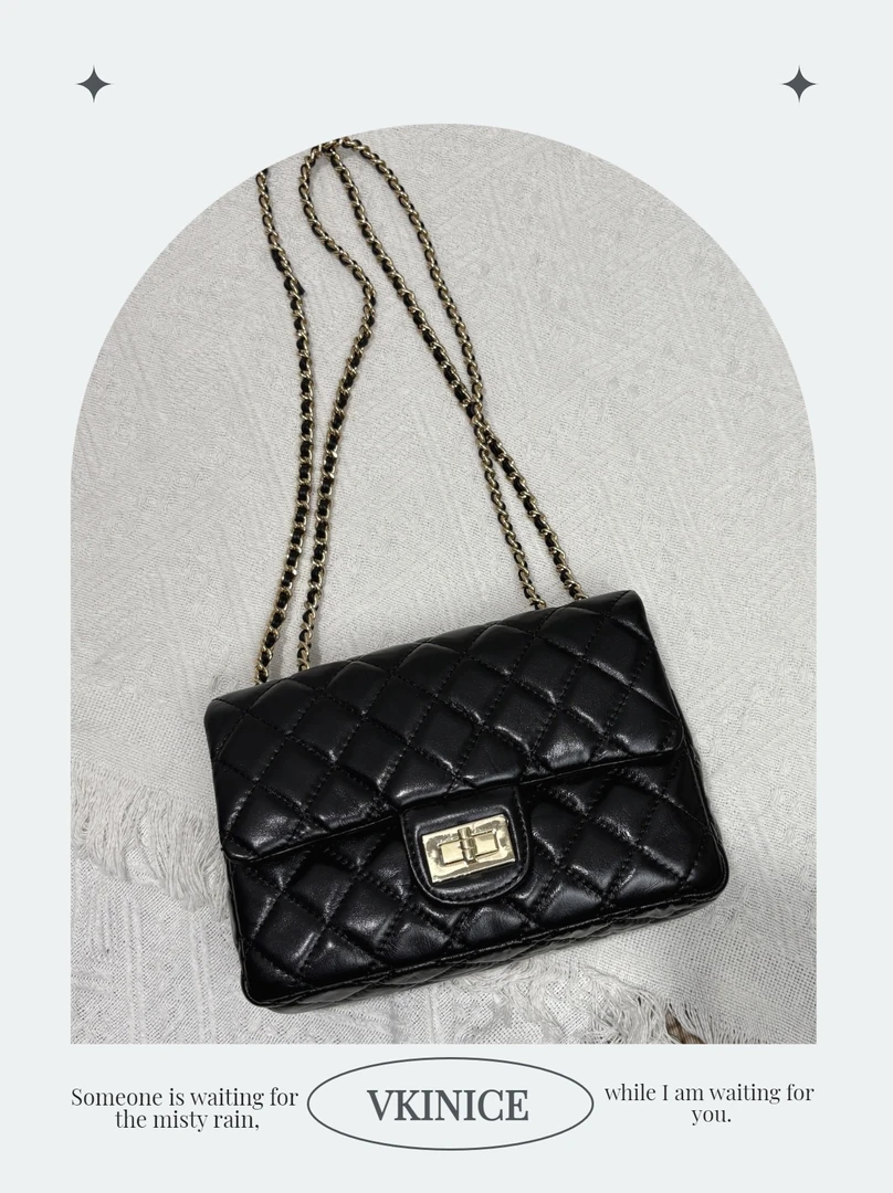 VKINICE「小香链条包」小众系 头层牛皮 20cm仙女款绣线链条小方包