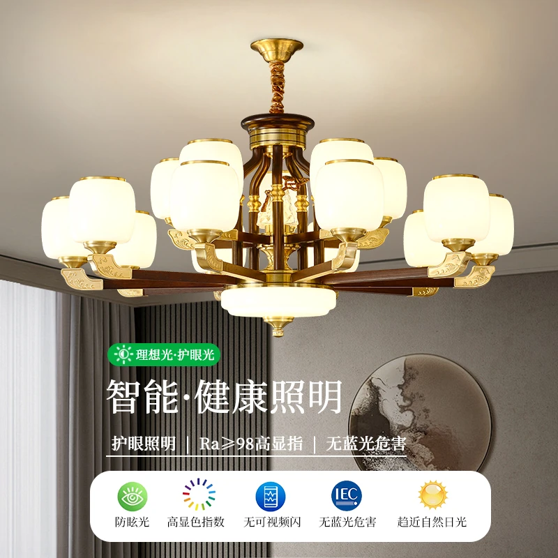 新中式餐厅复式楼家用中式别墅书房大厅吊灯大气禅意国风客厅吊灯