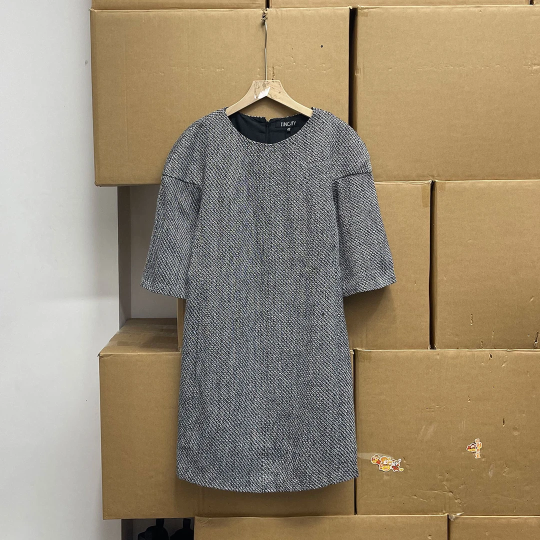 俄罗斯单！！2025春季女士圈绒A字连衣裙 小香风连衣裙女