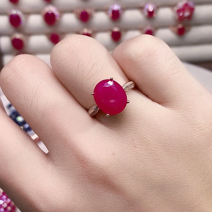 戒指红宝石银S925镶嵌