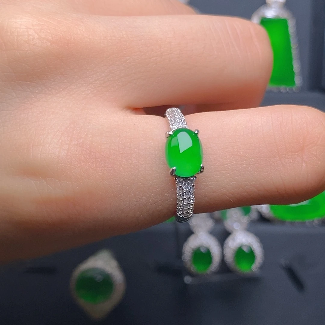 翡翠戒指银S925镶嵌