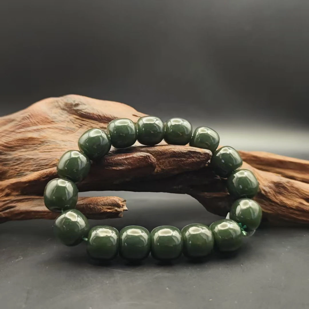 N和田玉且末桶珠手串（卡14）0552