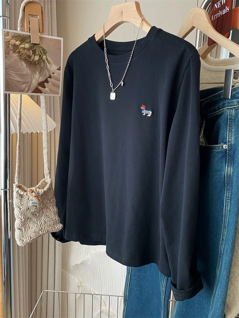 百搭上衣女2025春季内搭堆领长袖新款洋气上衣9195