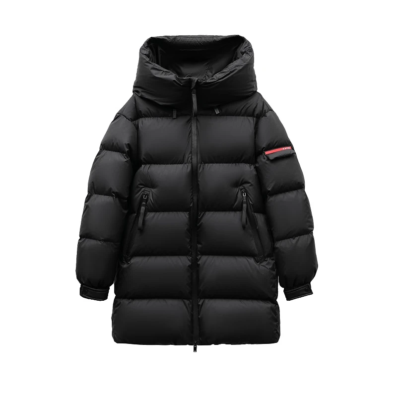 【90白鸭绒】红标中长款加厚连帽保暖羽绒服6686