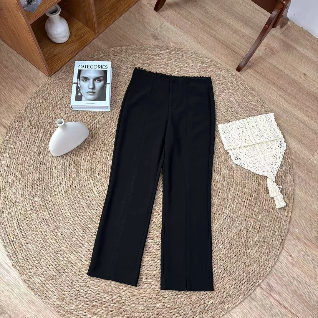 【微开叉高定西裤】重工显瘦百搭气质OL风时装裤-苋 18360(9522)