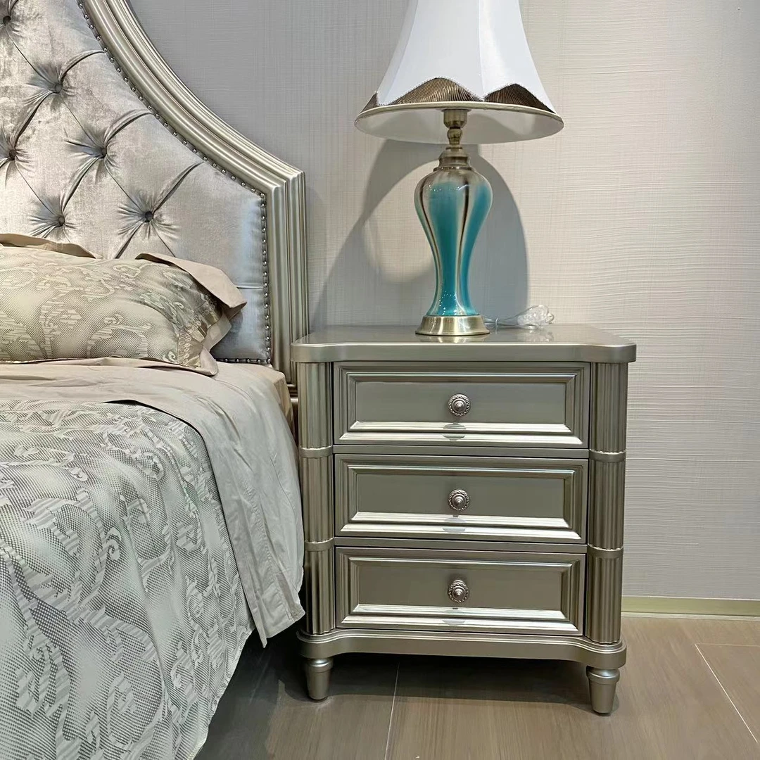 美式轻奢实木床头柜高级家用床边小柜子储物卧室床边柜