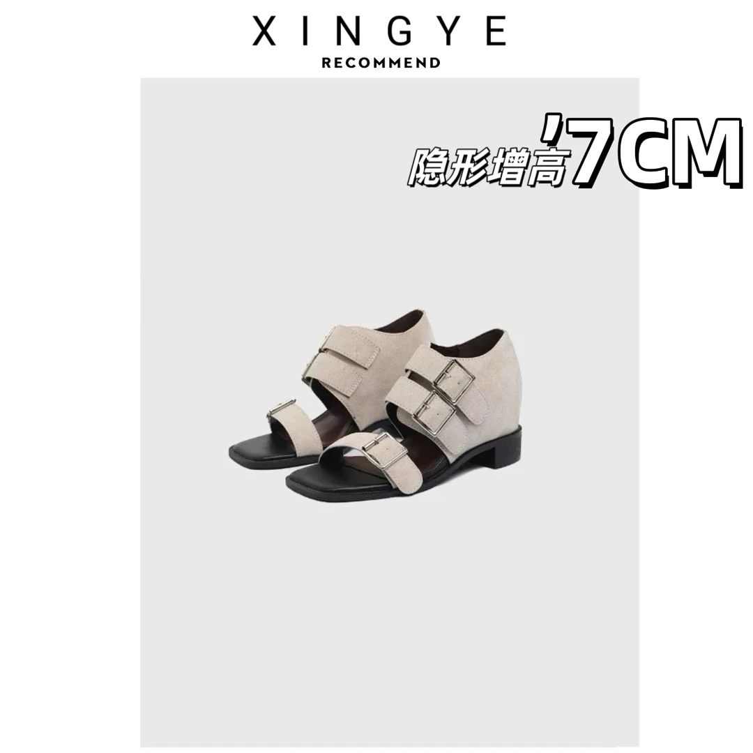 SENYU 中跟罗马鞋厚底朋克风鞋子百搭露趾时装凉鞋