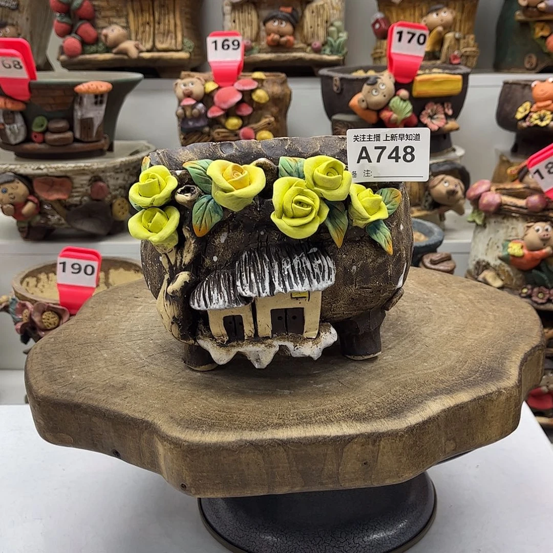 花盆748白狐花盆手捏