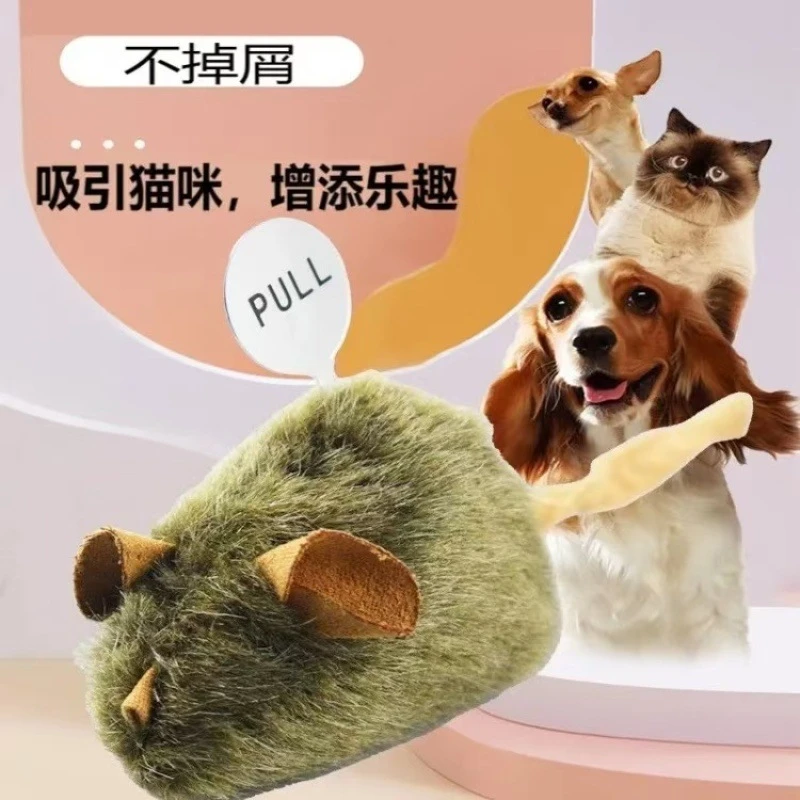 逗猫毛绒仿真小老鼠宠物猫长毛绒鸟鸣鼠耐抓耐咬小老鼠猫咪玩具