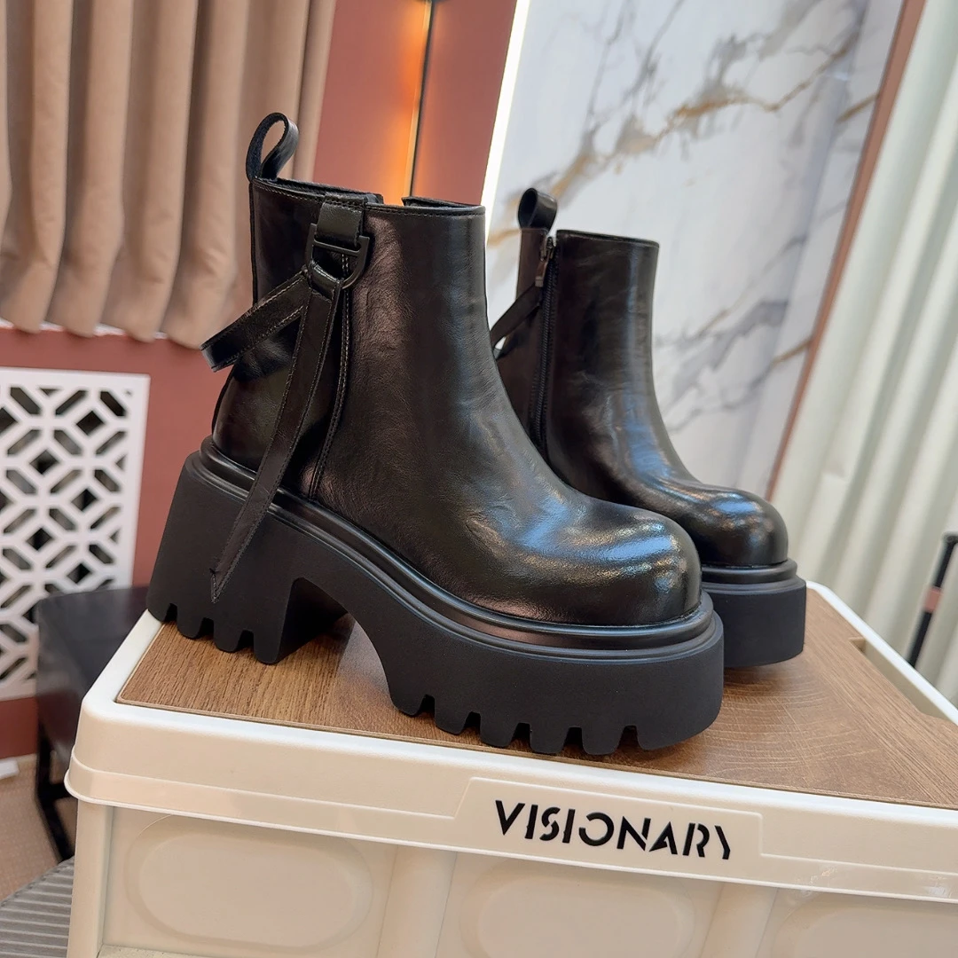 欧洲站厚底新款潮流英伦风百搭马丁靴时尚粗跟烟筒靴秋冬1098-55