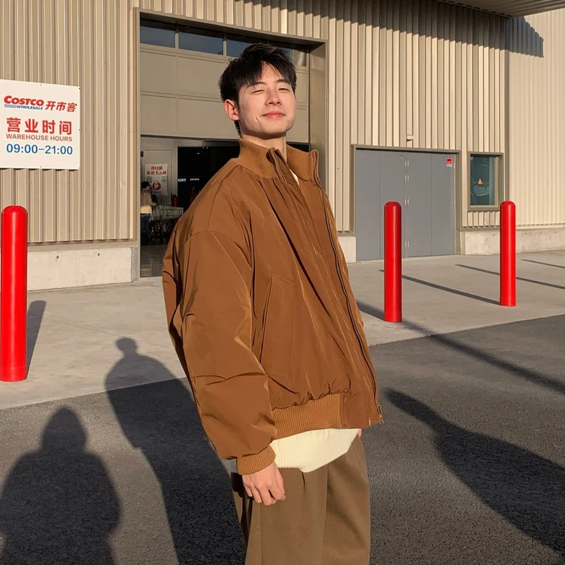 【ONEARTS棉服】棕色美拉德秋冬棉衣外套 男女同款休闲飞行夹克棉服