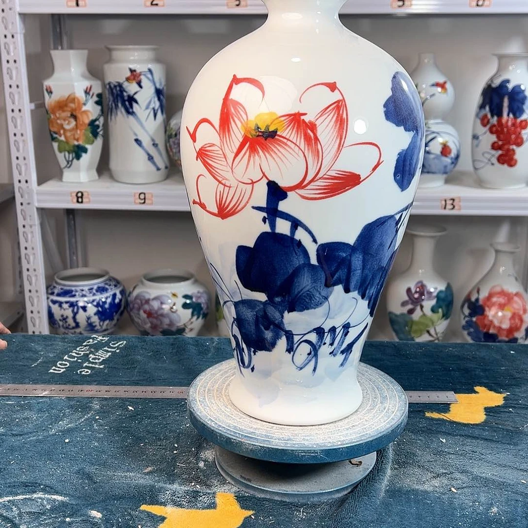 摆件景德镇陶瓷梅荷花