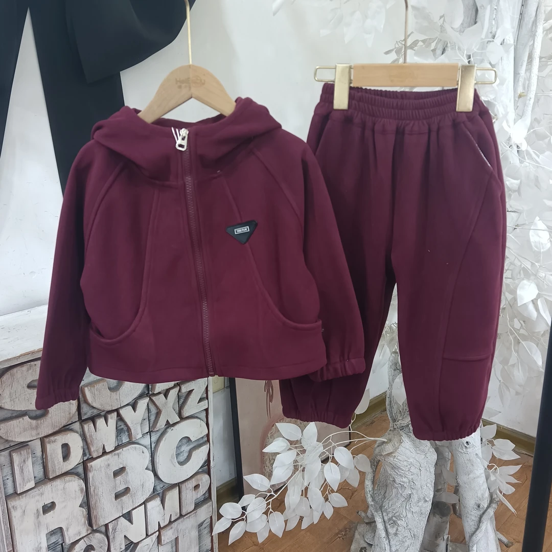 H236深酒红色开衫春秋套装