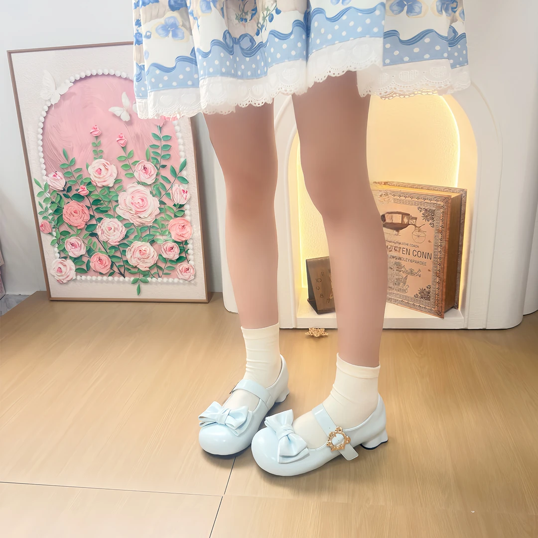 【小熊糕】落寻森原创lolita鞋中跟圆头甜美可爱百搭lo鞋洛丽塔鞋