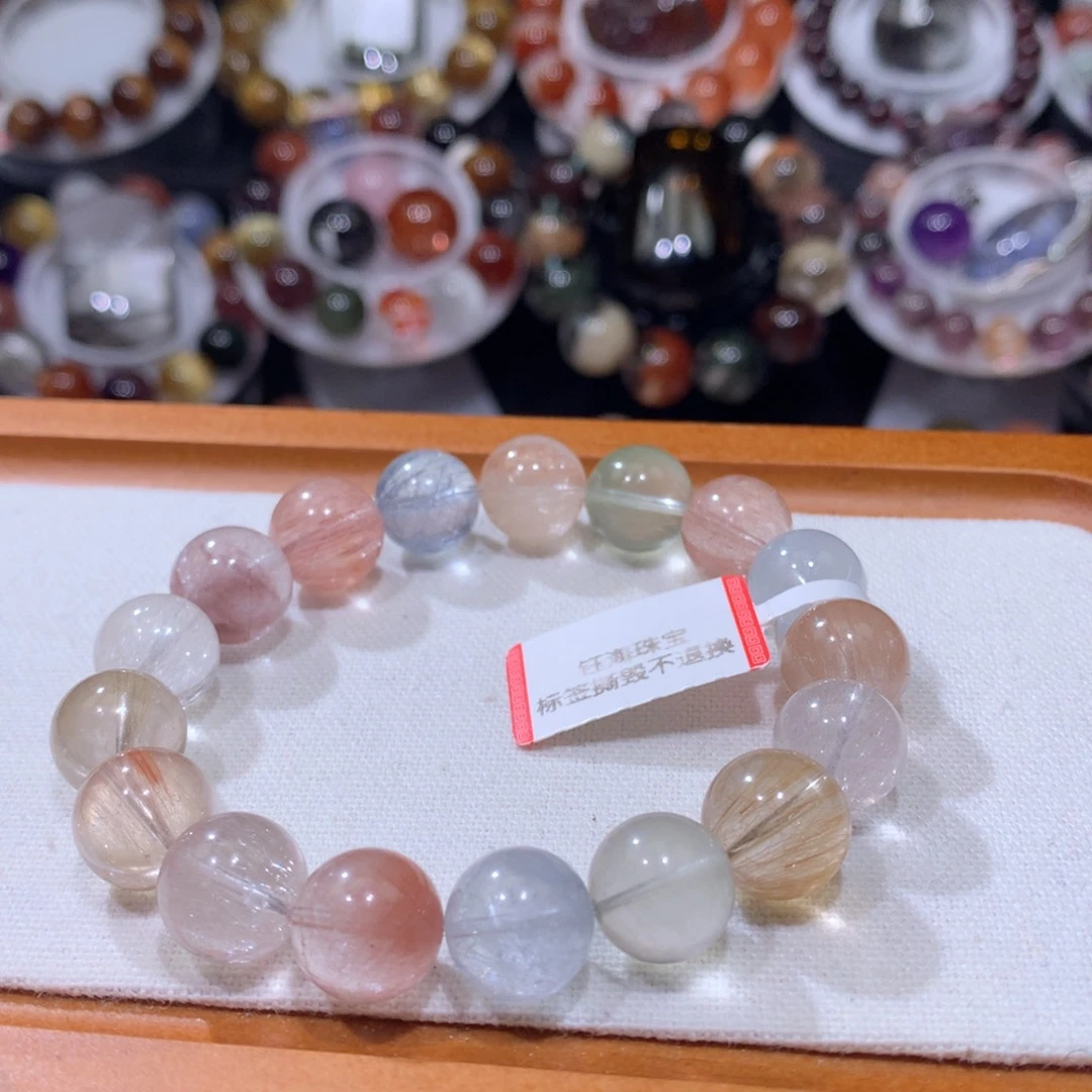 未镶嵌手链水晶彩兔毛11.8mm