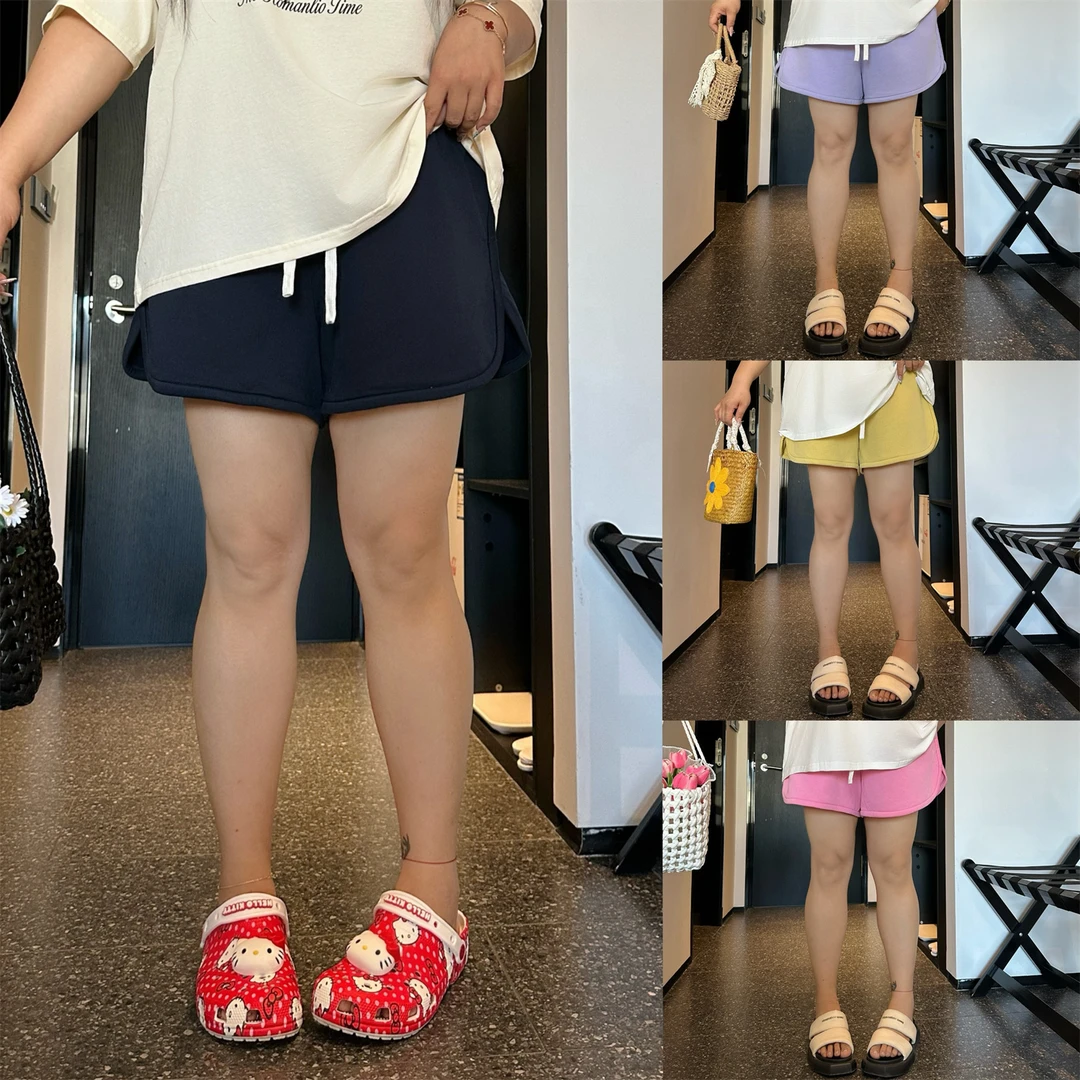 大码女装宽松花契200斤胖mm简约百搭辣妹慵懒随性松弛感短裤15116