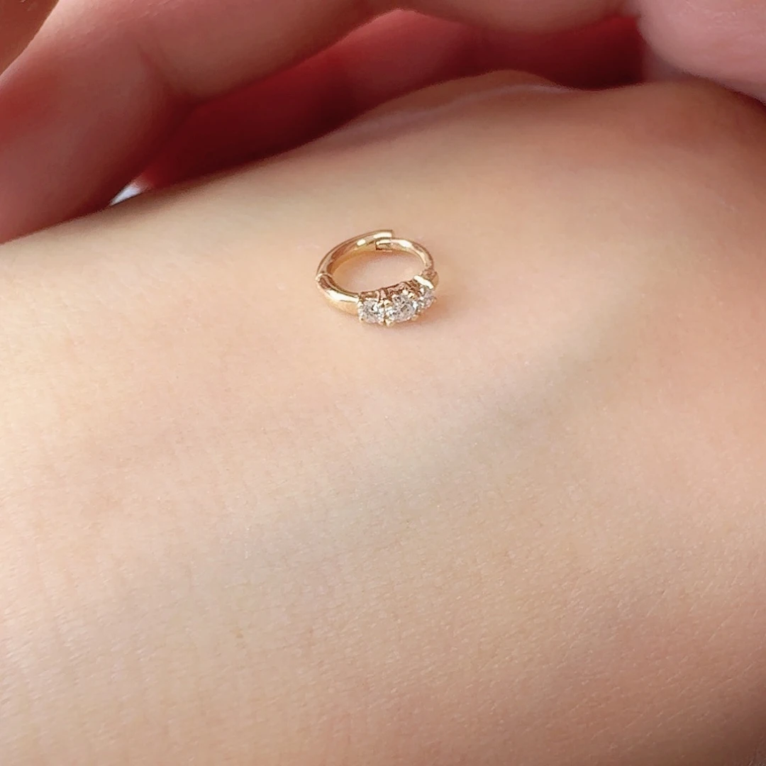 18K金镶嵌耳饰钻石慧*慧玫瑰金6mm三钻一支