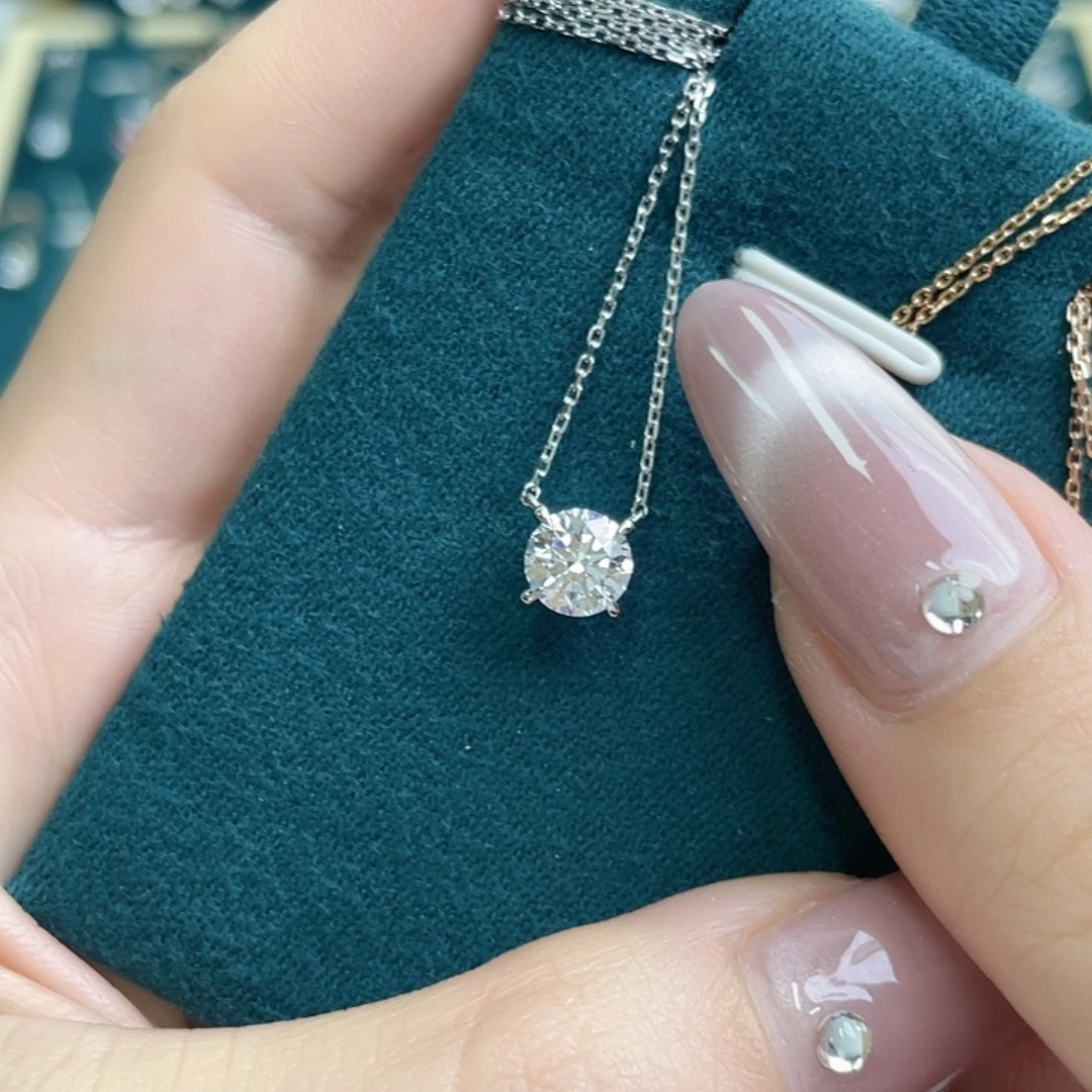 实验室培育钻石铂Pt950镶嵌四爪一克拉项链