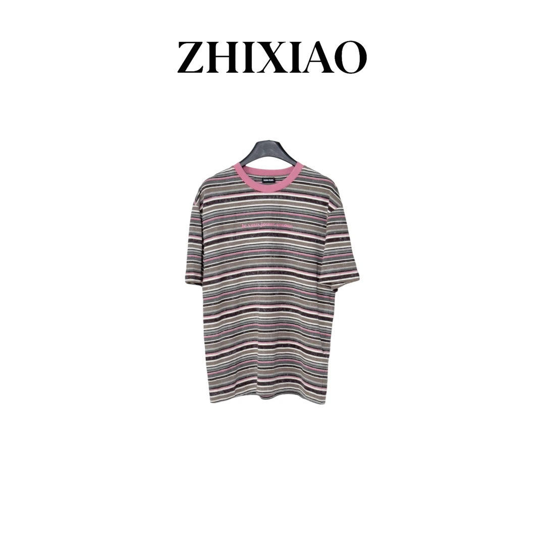 【ZHIXIAO】夏季新款：字母印花条纹短袖23859-1