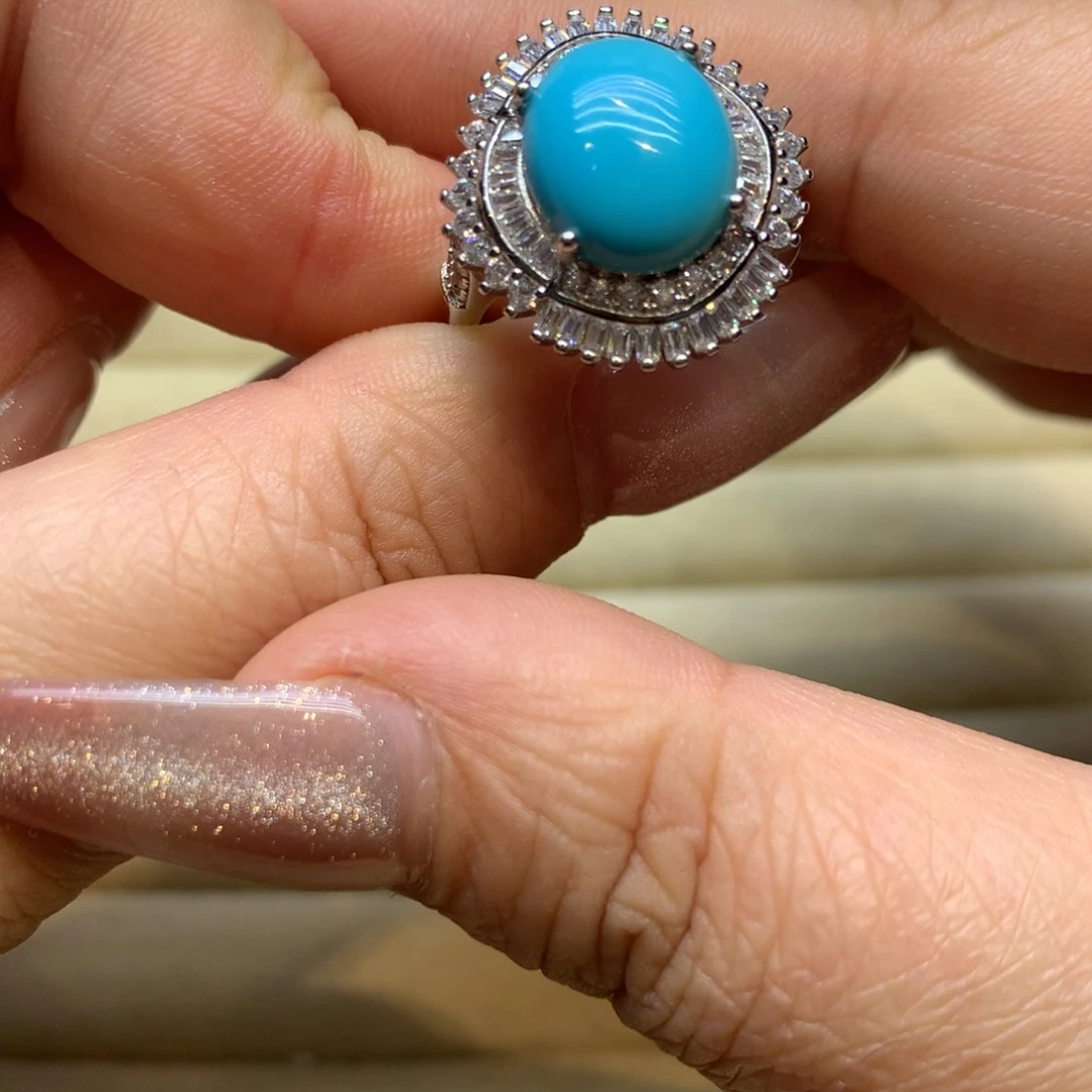 银S925镶嵌绿松石戒指