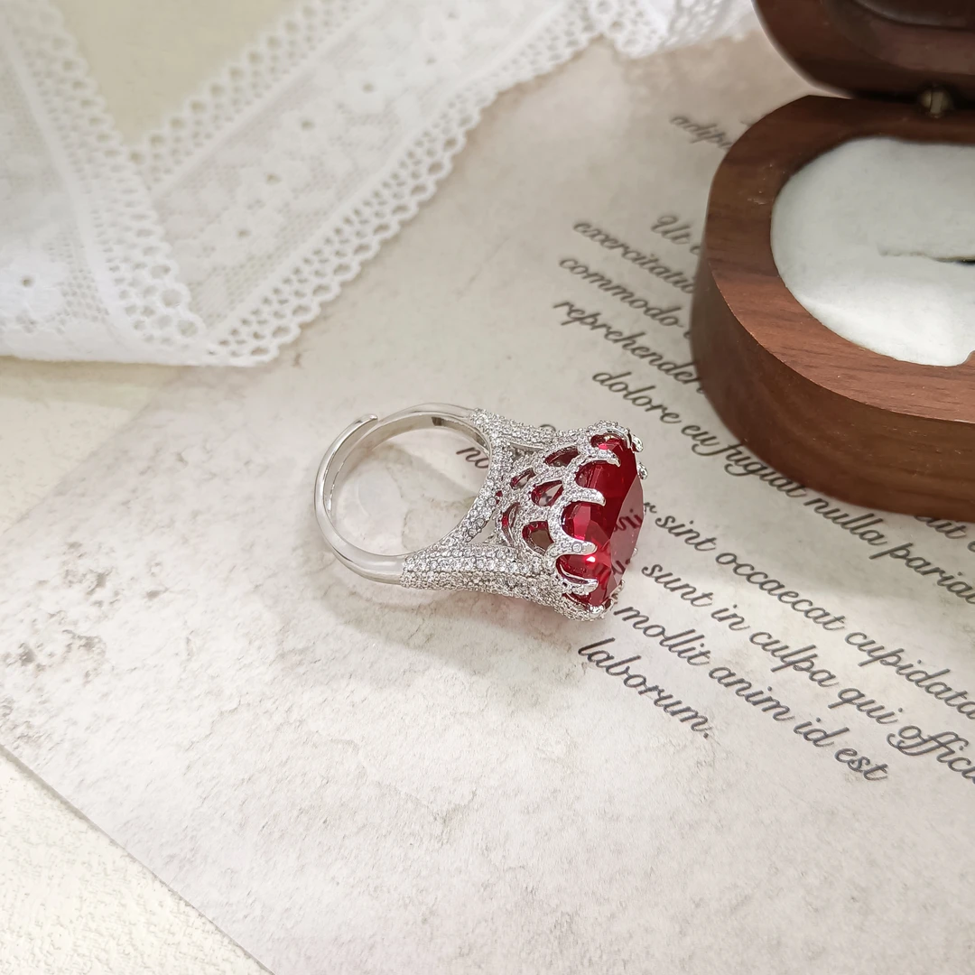 铜合金合成锆石戒指 WHSM-000525 【烈艳】 戒指轻奢精致欧美