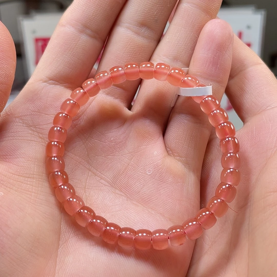 南红玛瑙原矿保山南红冰粉直切单圈6m m未镶嵌