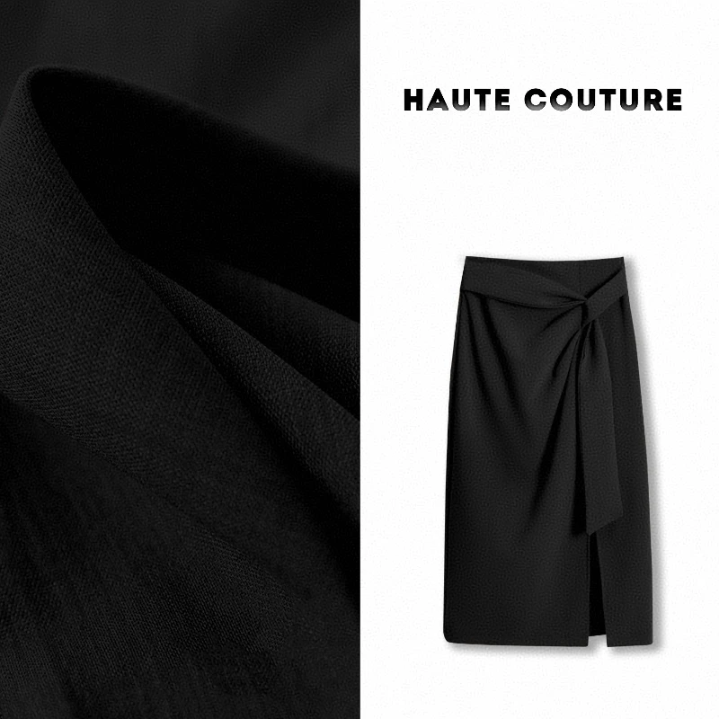 【李珑精选】高腰开叉不规则半身裙女简约气质中长款882