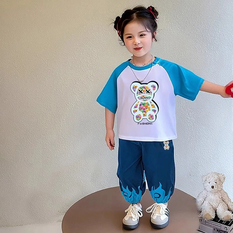 女童夏装套装童装夏季小女孩短袖圆领网红时尚休闲儿童中小童时髦