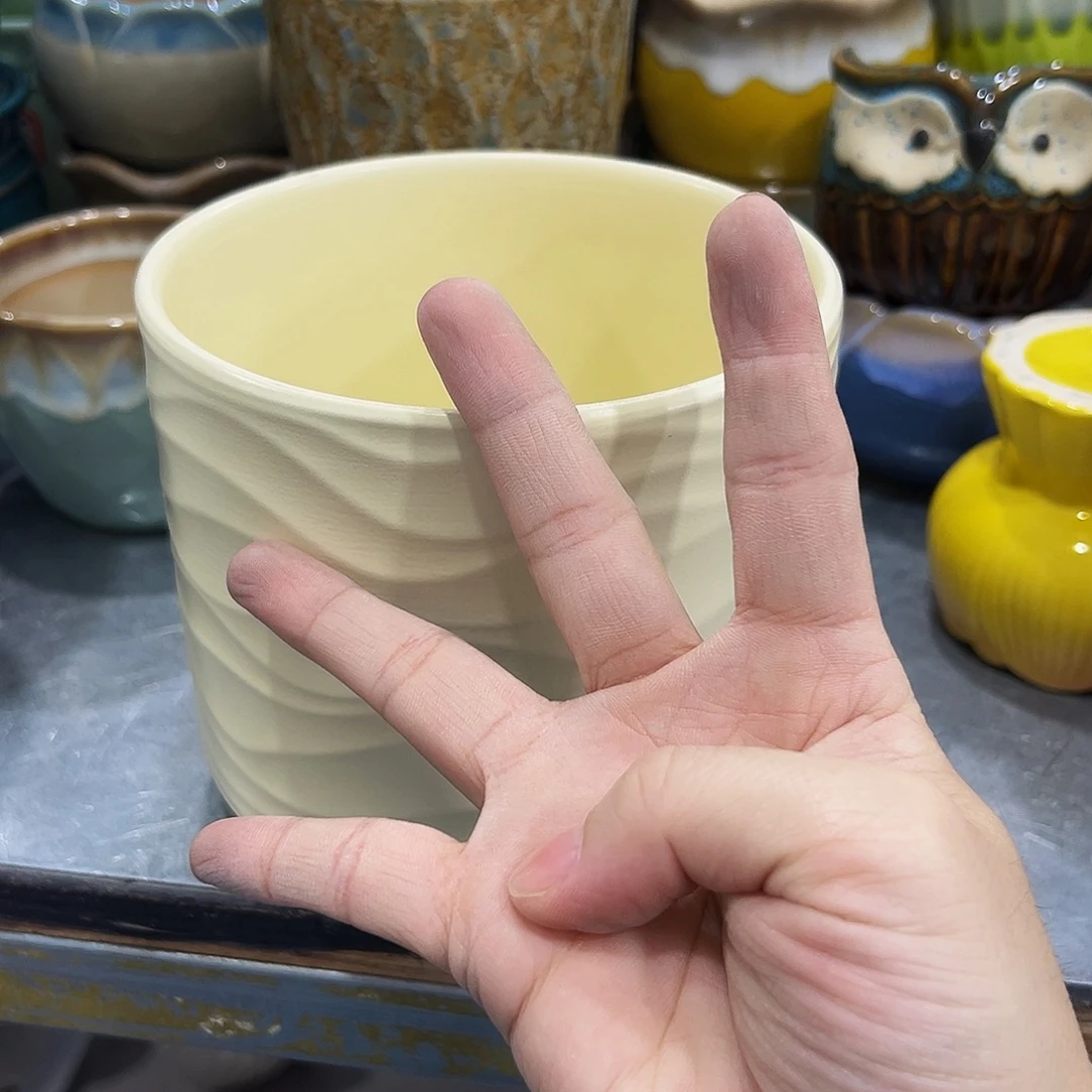 外贸尾单陶瓷花盆凑单10米包邮两黄两绿色