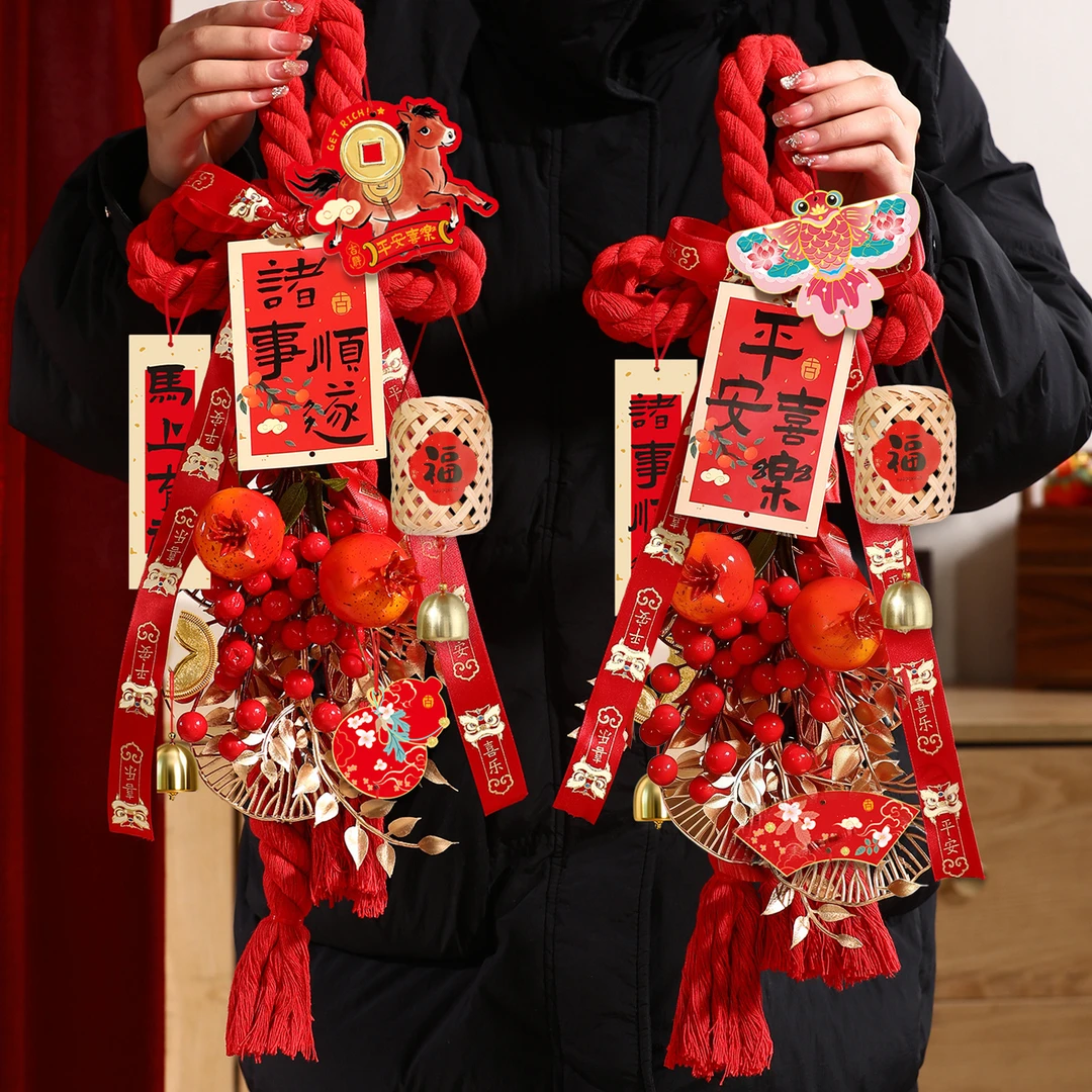 新年万字结红果挂件2026创意入户门马年新春装饰品元旦氛围布置