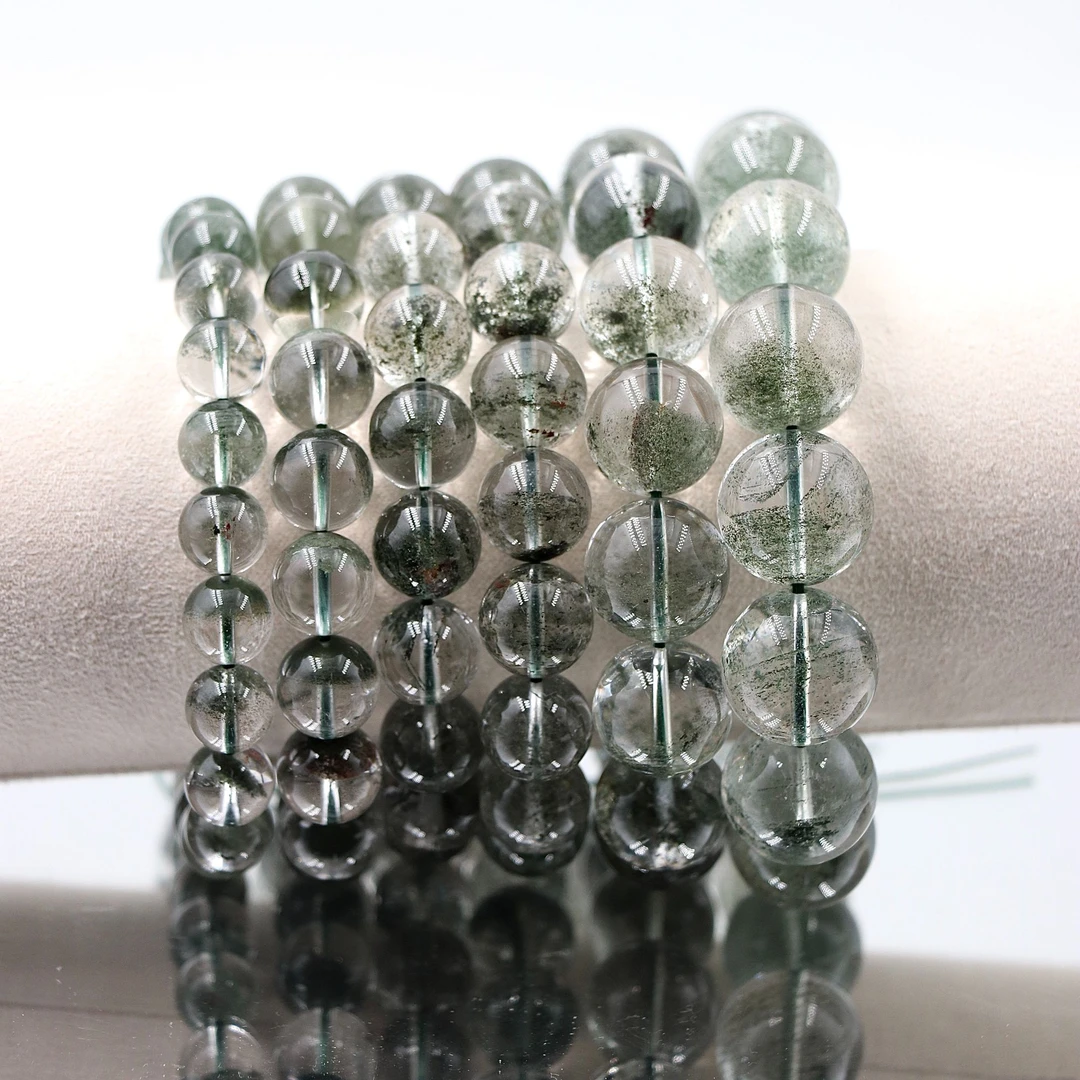 高阶净体巴西老矿墨绿满天星绿幽灵水晶手串L4922-多样性发一