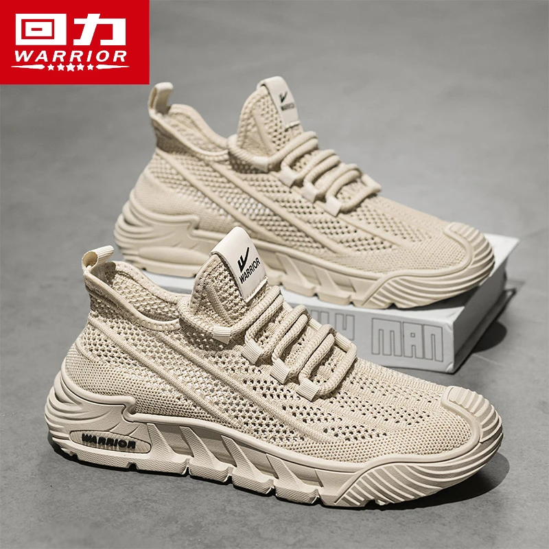 回力男鞋冬季透气薄款防臭飞织网面潮鞋青少年软底减震跑步运动鞋
