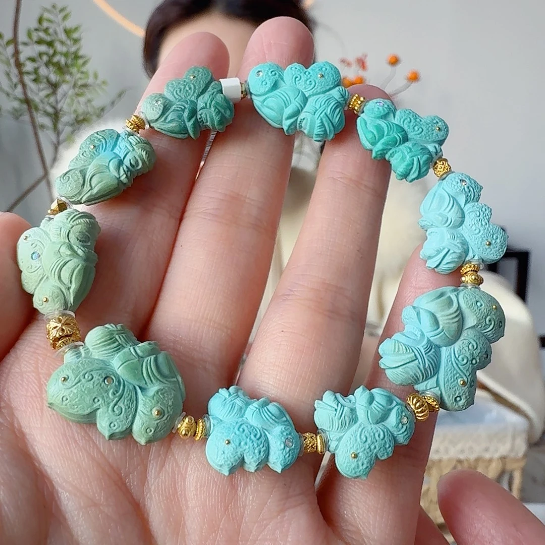 绿松石18K金镶嵌珠宝奇石