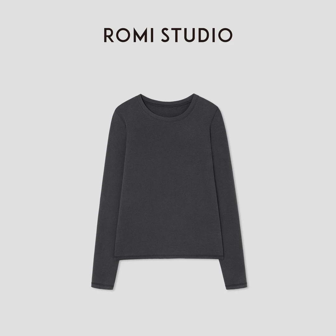 ROMI STUDIO“肤感至上” 绵羊毛混纺高弹磨毛长袖T恤 RW24WSH1020